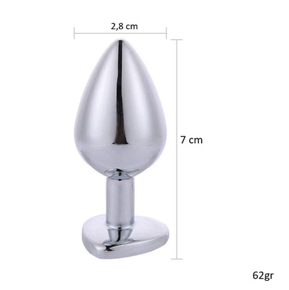 Kalpli Mücevher Taşlı Paslanmaz Çelik Anal Tıkaç Plug - Görsel 7