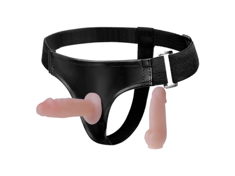 Belden Bağlamalı İçi Dolu Çift Strapon Penis