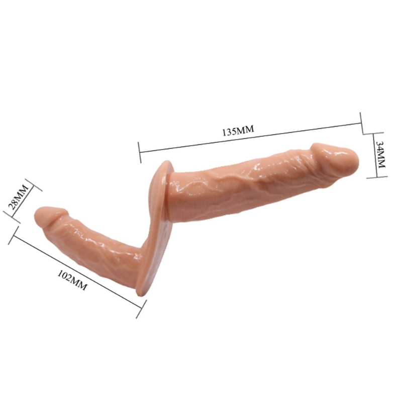 Belden Bağlamalı Çift Taraflı İçi Dolu Strapon Penis | Kemerli Dildo - Görsel 6