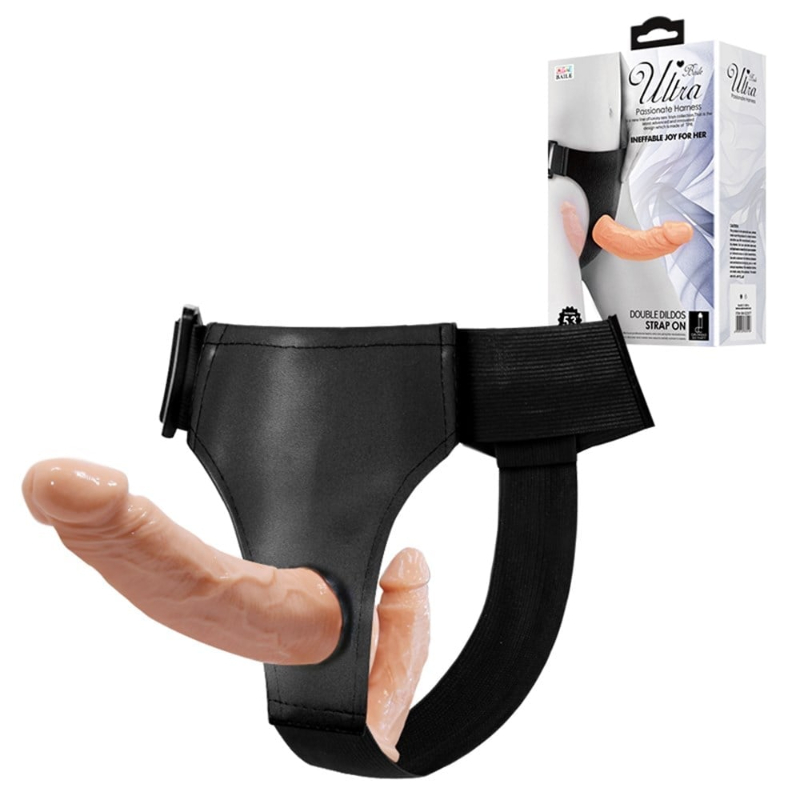 Belden Bağlamalı Çift Taraflı İçi Dolu Strapon Penis | Kemerli Dildo - Görsel 7