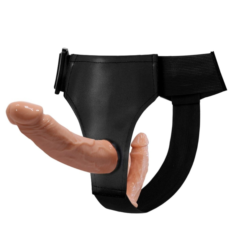 Belden Bağlamalı Çift Taraflı İçi Dolu Strapon Penis | Kemerli Dildo - Görsel 2