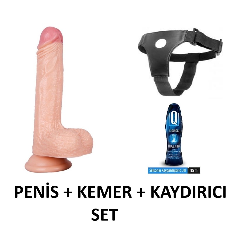 18 CM Belden Bağlamalı Realistik Anal & Vajinal Dildo Penis Set