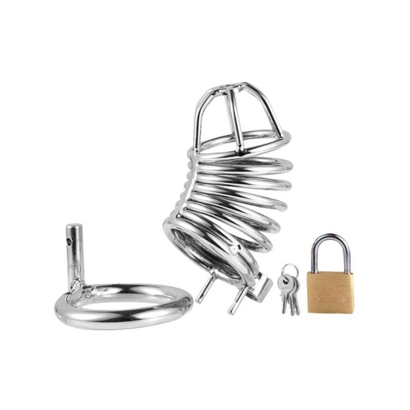BDSM Paslanmaz Çelik Penis Kafesi & Kilitli Bekaret Halkası - Görsel 3