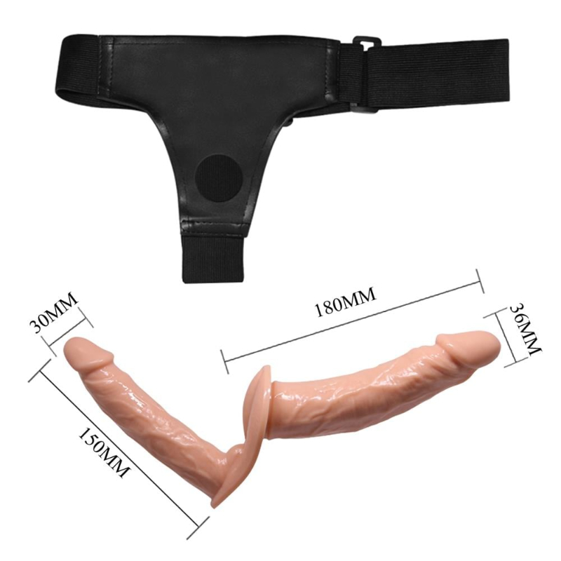 Çift Taraflı İçi Dolu Strapon Penis – Belden Bağlamalı - Görsel 2