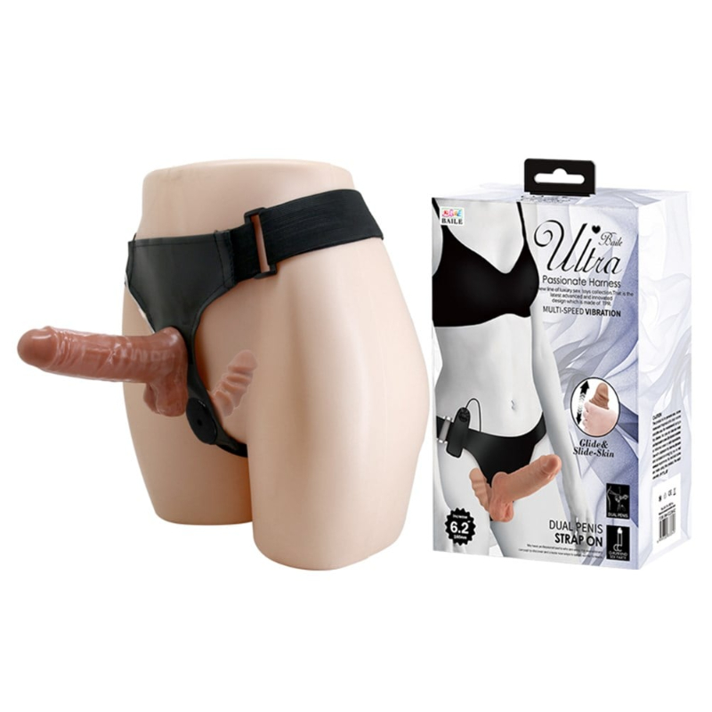 16 cm Çift Taraflı Titreşimli Strapon Dildo – Çiftlere Özel
